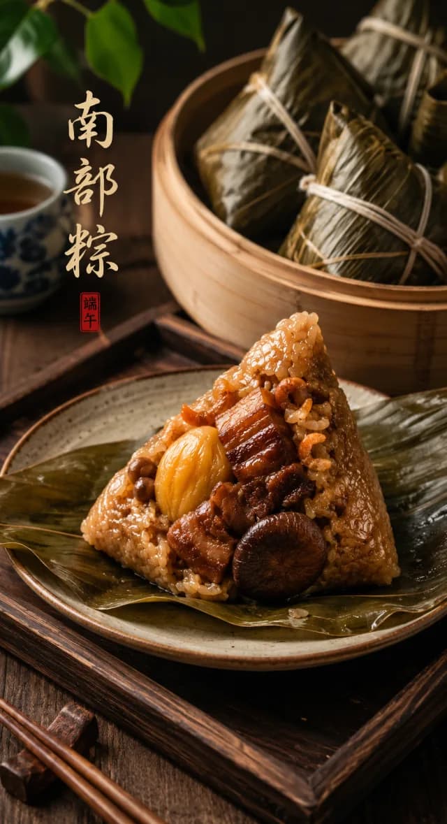 南部粽 Dragon Boat Festival wallpaper — southern-style Taiwanese zongzi with chestnut and braised pork