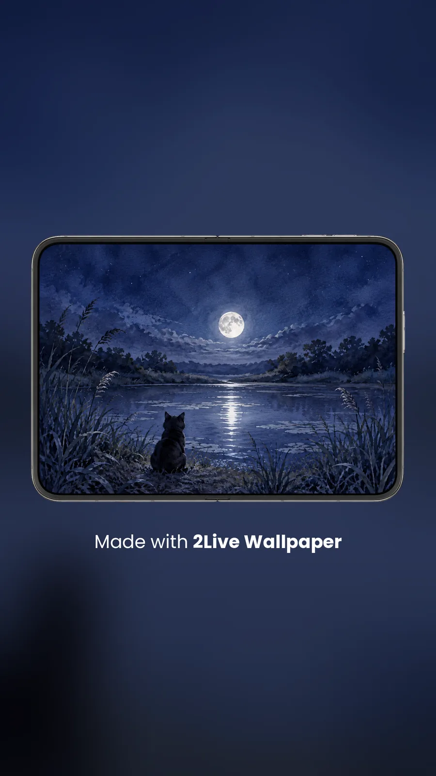 iPhone Duo running iOS 27, unfolded in landscape with a 2Live watercolor wallpaper across the inner display