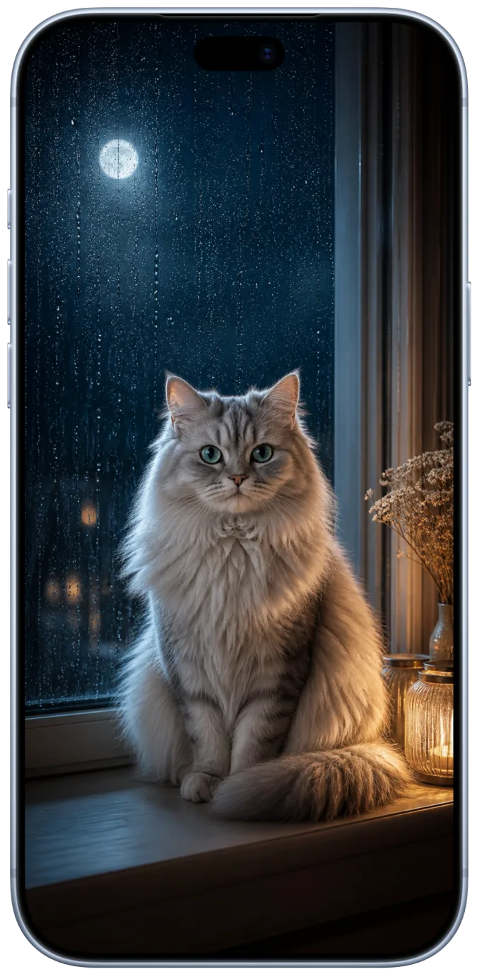 iPhone 18 Pro Max in Glacier showing a 2Live 4K wallpaper on its 6.9-inch display